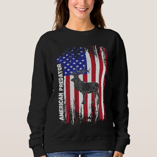 Camiseta American Predator Patriotic American Flag ELK Hunt (Frente)