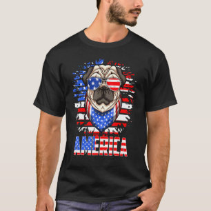 Camiseta American Pug Patriótico 4 De Julho Usa Flag Legal 