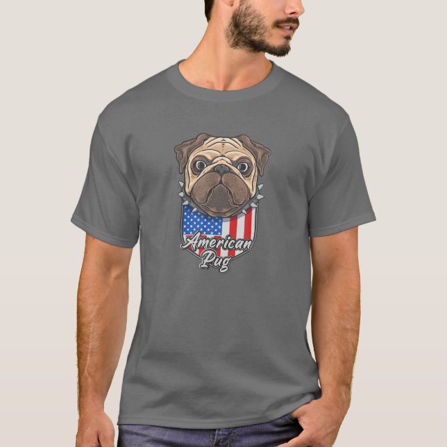 Camiseta AMERICAN PUG Tough Pug (Frente)