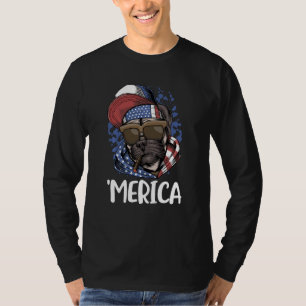 Camiseta American Pug Usa 4 de julho Patriótico Vermelho Az