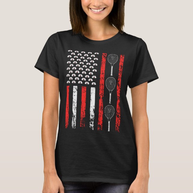 Camiseta American Racket Sports Flag National Nurses Day Te (Frente)