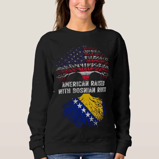 Camiseta American Raised with Bosnian Roots Bosnia (Frente)