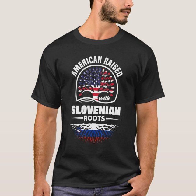 Camiseta American Raised With Slovenian Roots Slovenia Slov (Frente)