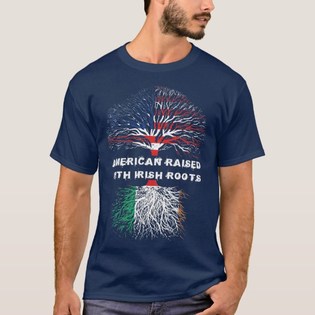 Camiseta American Raising com Irish Roots Ireland Flag (Frente)