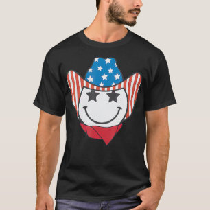 Camiseta American Retro Cowboy Smiley face 4 De Julho