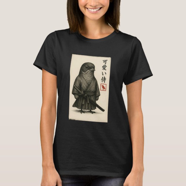 Camiseta American Robin Samurai Ink Art Sumi-e Style Novelt (Frente)