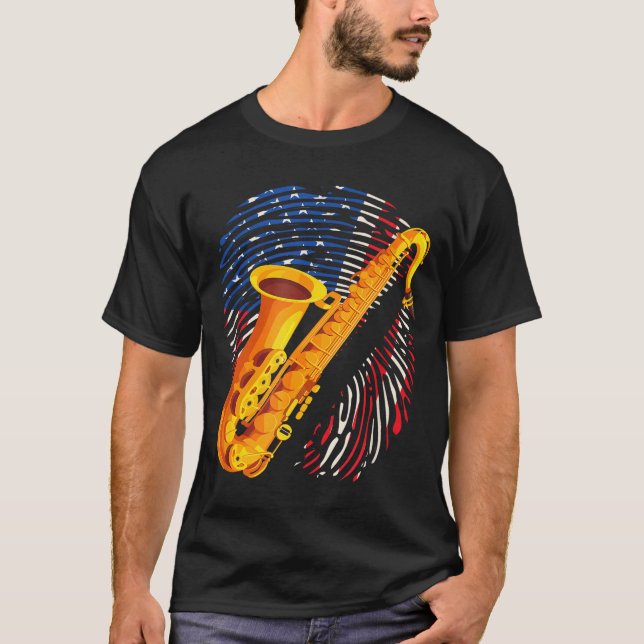 Camiseta American Saxophone Player Saxophonist Jazz Band Me (Frente)