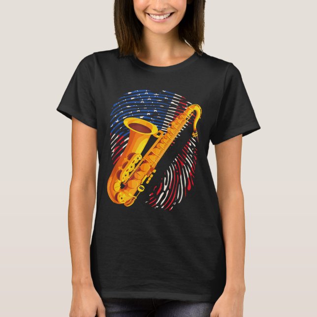 Camiseta American Saxophone Player Saxophonist Jazz Band Me (Frente)