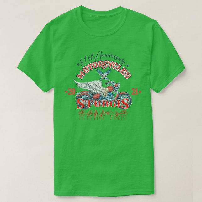 Camiseta American Sign Language Sturgis Rally Motorcycles 2 (Frente do Design)