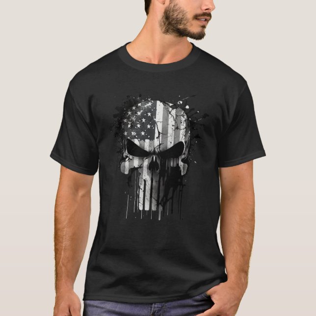 Camiseta American Spartan Reaper Themed USA Flag National P (Frente)