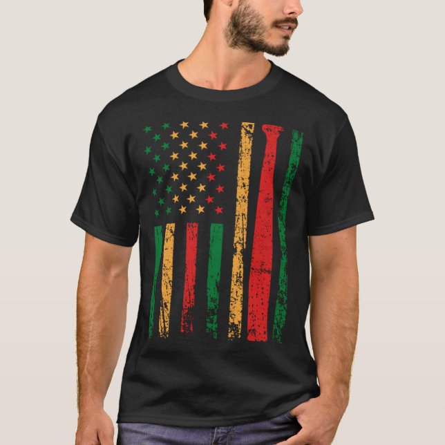 Camiseta American Sports Flag Black History Month Baseball  (Frente)