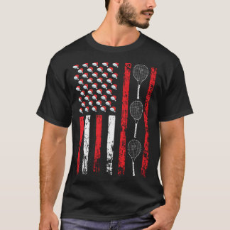 Camiseta American Sports Flag Christmas Tennis Racket Athle