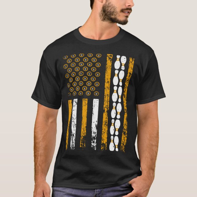 Camiseta American Sports Flag Construction Tools Bowling Pi (Frente)