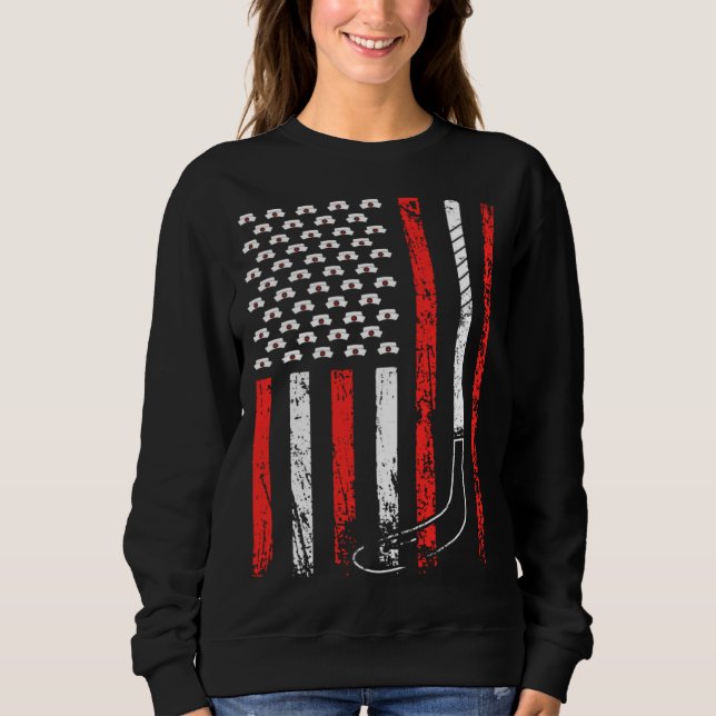 Camiseta American Sports Flag National Nurses Day Ice Hocke (Frente)