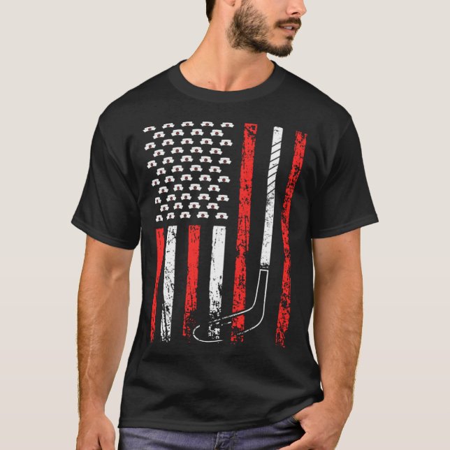 Camiseta American Sports Flag National Nurses Day Ice Hocke (Frente)