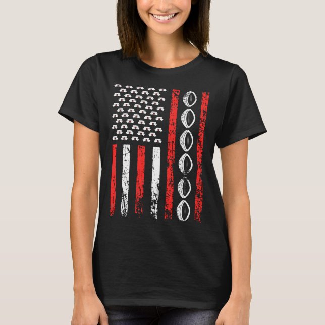 Camiseta American Sports Flag National Nurses Day Rugby Foo (Frente)