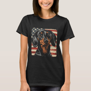 Camiseta American Star Strips 4 De Julho Cão-De-Dachshund
