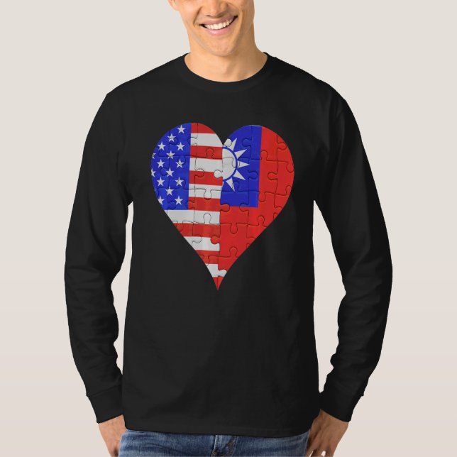 Camiseta American Taiwan Flag Heart (Frente)