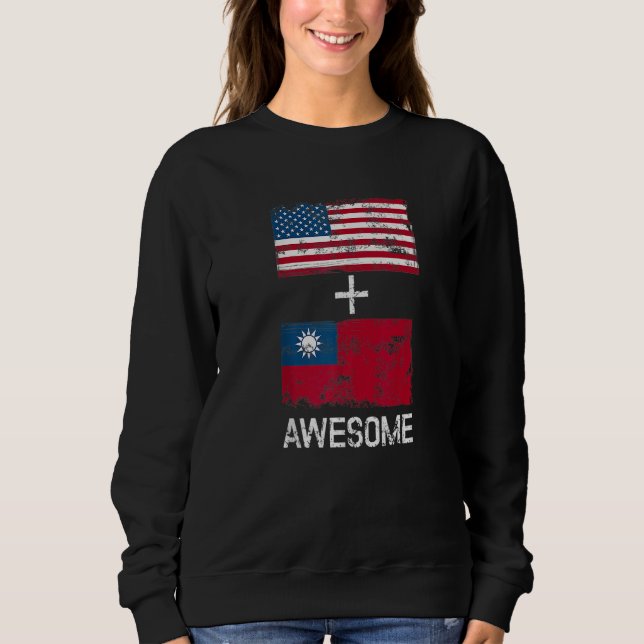 Camiseta American + Taiwanese Awesome Usa And Taiwan Flags  (Frente)