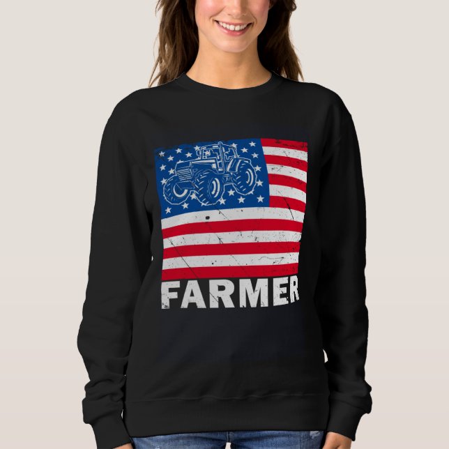 Camiseta American Tractor Farmer Patriotic Farm USA Flag Li (Frente)