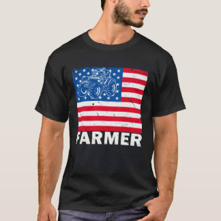 Camiseta American Tractor Farmer Patriotic Farm USA Flag Li