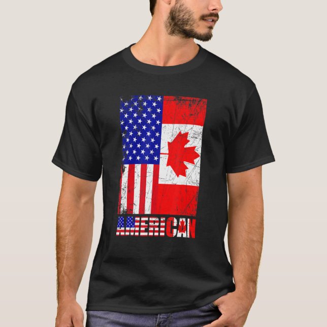 Camiseta American Uh Bandeira Americana Bandeira Canadense  (Frente)