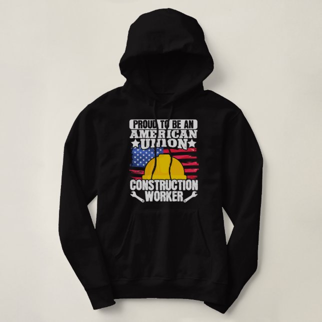 Camiseta American Union Construction Worker EUA Flag 4º (Frente do Design)