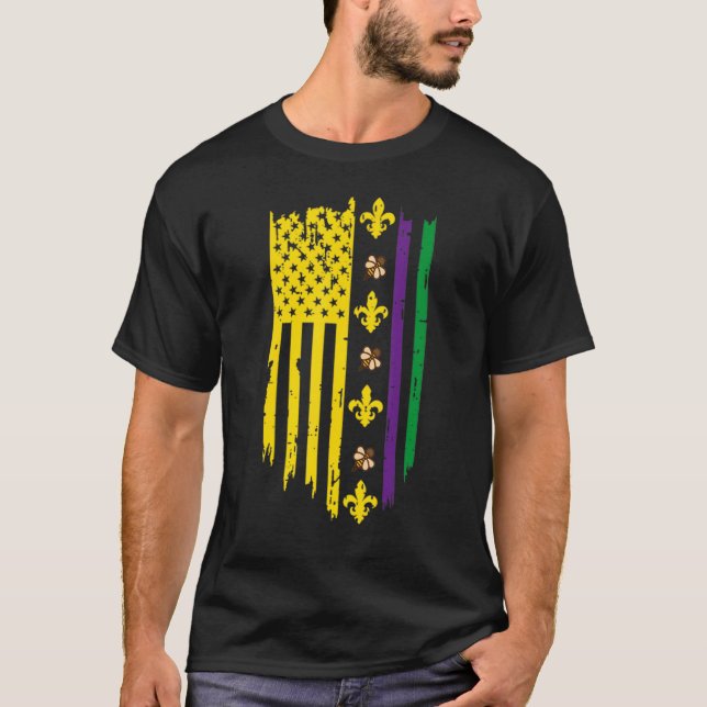 Camiseta American US Flag Crawfish Funny Mardi Gras Carniva (Frente)