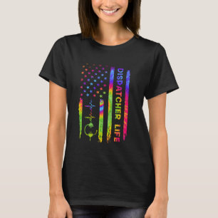 Camiseta American USA Flag 911 Dispatcher Vintage Tie Dye H
