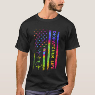 Camiseta American USA Flag 911 Dispatcher Vintage Tie Dye H
