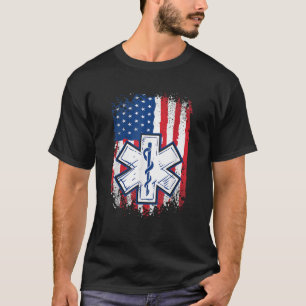 Camiseta American USA Flag Thin White Line EMS EMT Paramedi