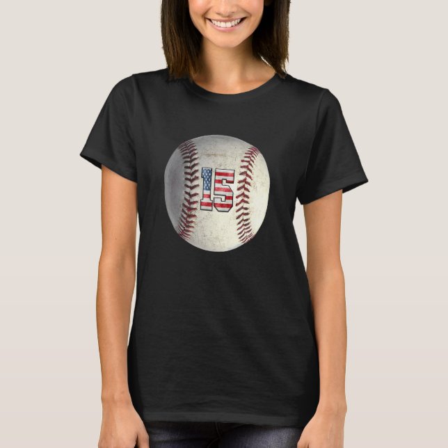 Camiseta American USA Flag With Retro 15 Baseball Number 15 (Frente)