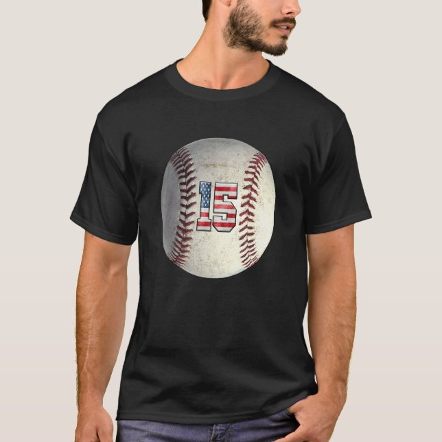Camiseta American USA Flag With Retro 15 Baseball Number 15 (Frente)