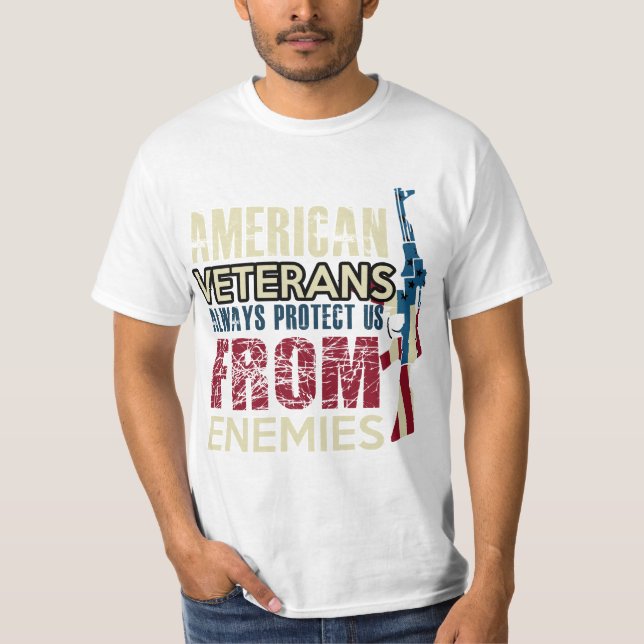 CAMISETA AMERICAN VETERANS ALWAYS PROTECT US FROM ENEMIES (Frente)