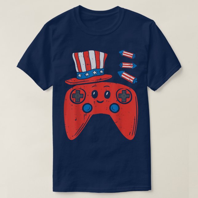 Camiseta American Video Game Controller 4th Of July Gaming  (Frente do Design)