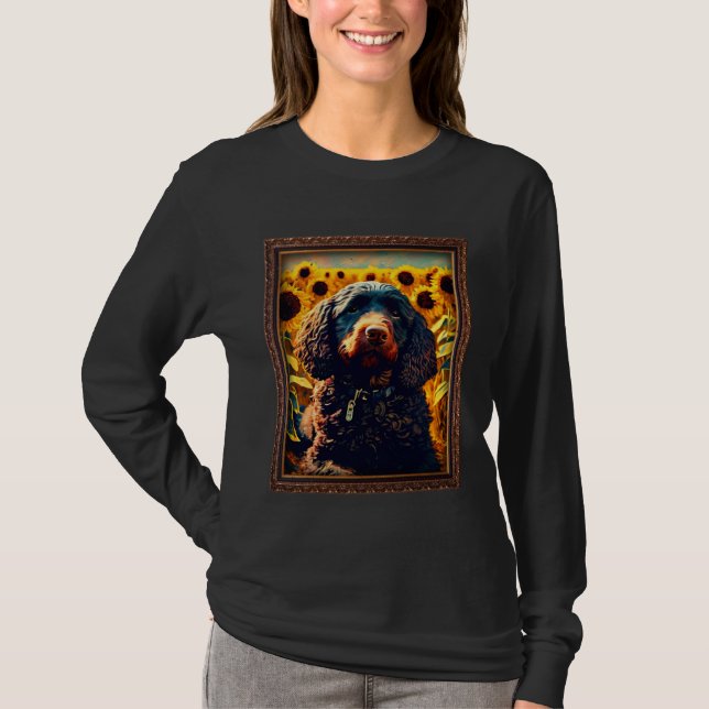 Camiseta American Water Spaniel Painting Sunflower Flower M (Frente)
