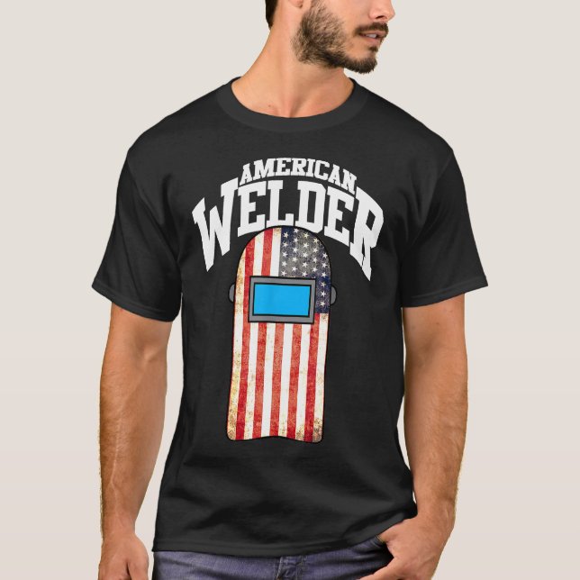 Camiseta American Welder Us Flag Welding Hood Gift Bq13f (Frente)