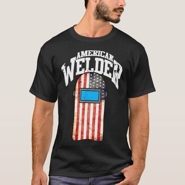 Camiseta American Welder USA Flag Welding Hood Gift (Frente)
