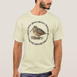 Camiseta American Woodcock Circle - Vintage Illustration