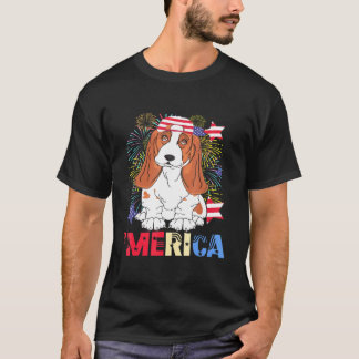Camiseta Americana Beagle Bandeira dos EUA Tampa Fogos de A