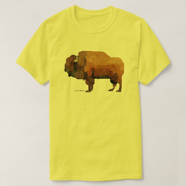 Camiseta Americana Buffalo (Bison) Watercolor (Frente do Design)