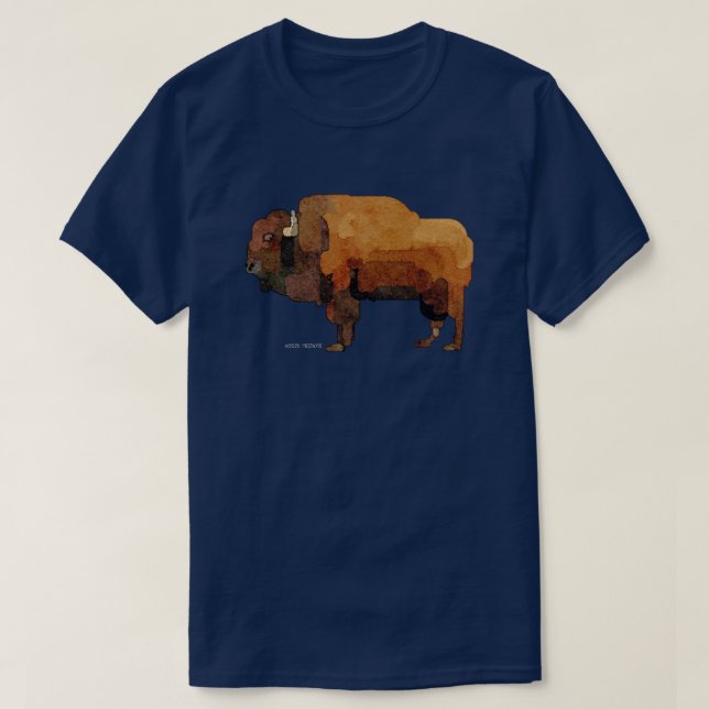 Camiseta Americana Buffalo (Bison) Watercolor (Frente do Design)