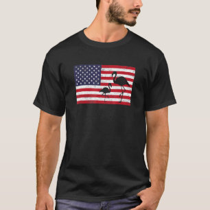 Camiseta Americana Dos Eua Flag Flamingo Bird Graphic Legal