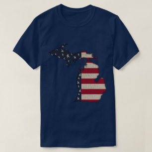 Camiseta Americana Grunge Michigan   Imagem frontal e trase