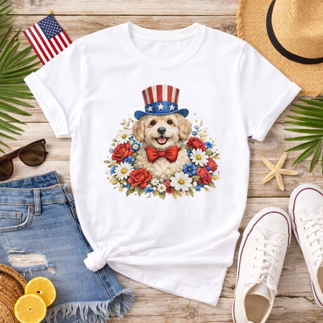 Camiseta Americana Puppy Illustration (Criador carregado)