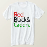 Camiseta americana vermelha, negra e verde-african