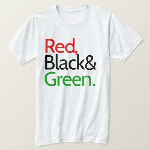 Camiseta americana vermelha, negra e verde-african