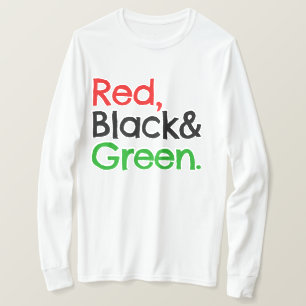Camiseta americana vermelha, negra e verde-african