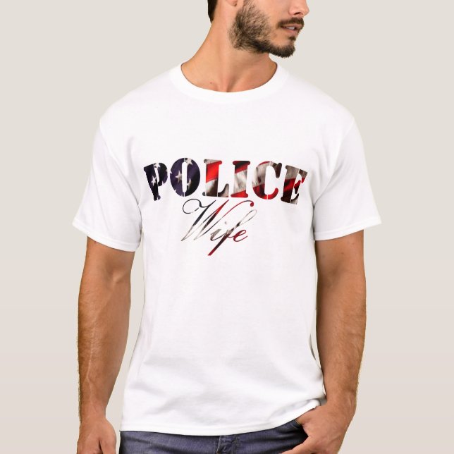 Camiseta americanflagpolicewife (Frente)