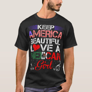 Camiseta Americano Bonito Amor Rapariga Mexicana Presente